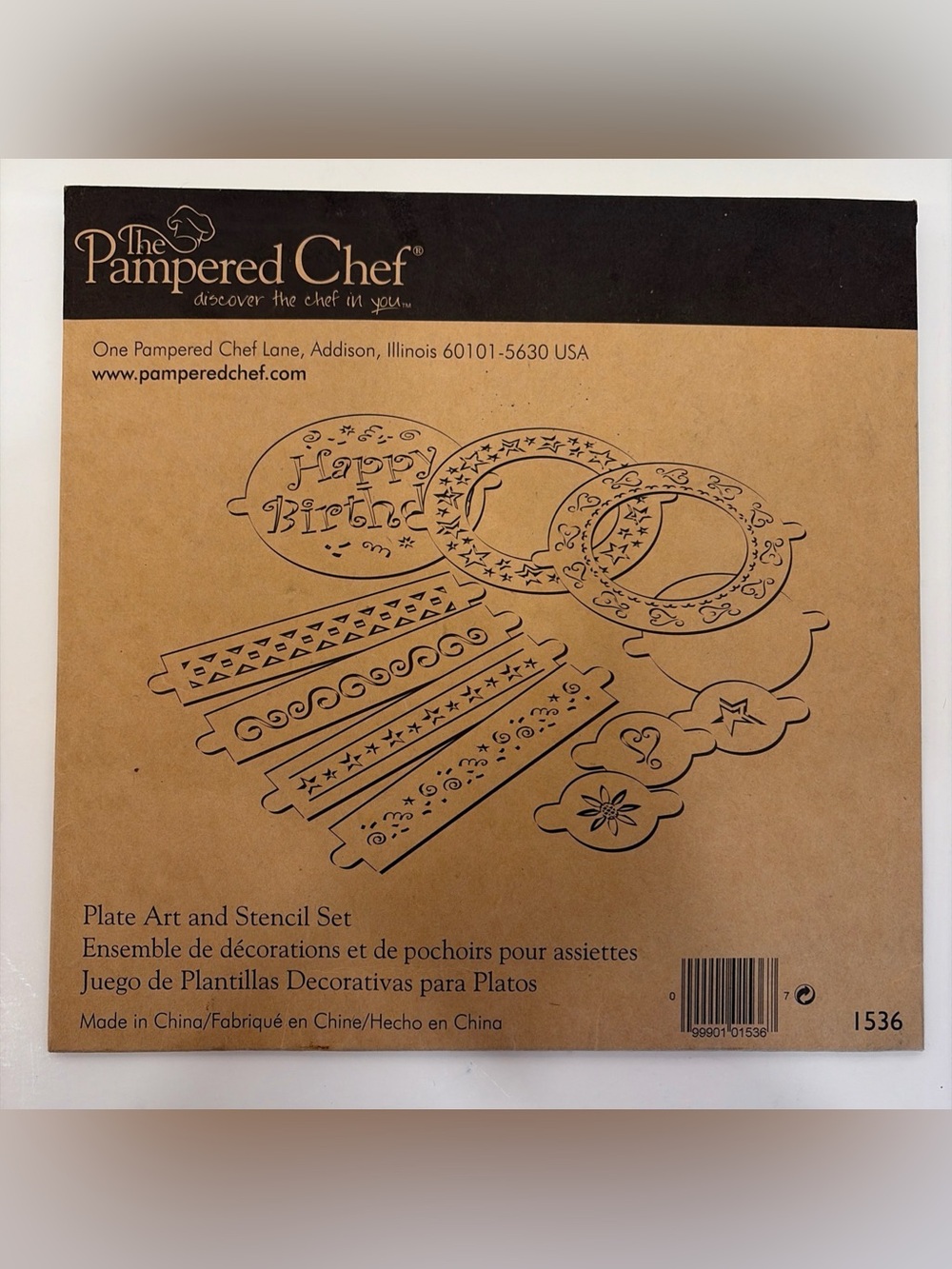Pampered Chef #1536 Cake Stencil Set of 9 Patterns Balloons Borders Star Heart
